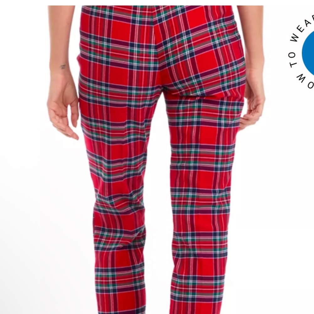 Crown & Ivy Millennium like new Red stretchy Plaid Pants size 12 - Picture 2 of 4
